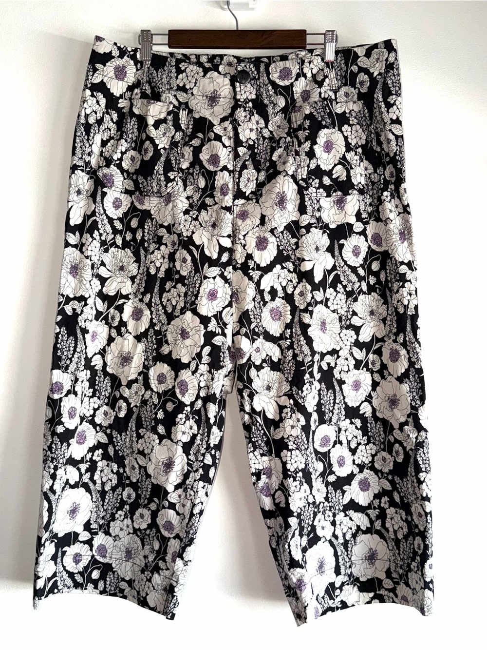 Maeve Anthropologie The Colette Wide Leg Pants Sz 20 Plus Floral Black